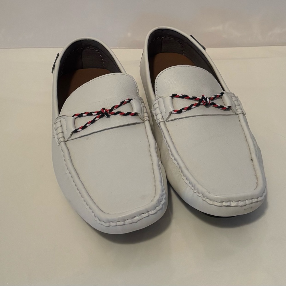 White Slip-on Driver Square Toe Loafer Patriotic Braid Men’s Tommy Hilfiger 10.5